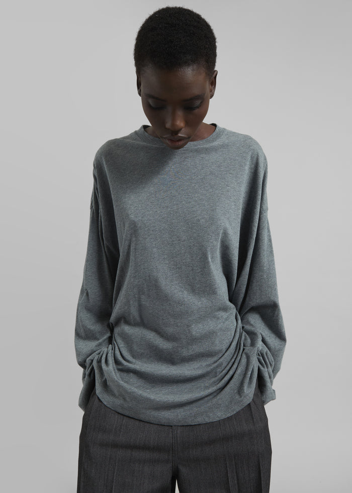Rio Oversized Sleeve Tee - Dark Grey Melange