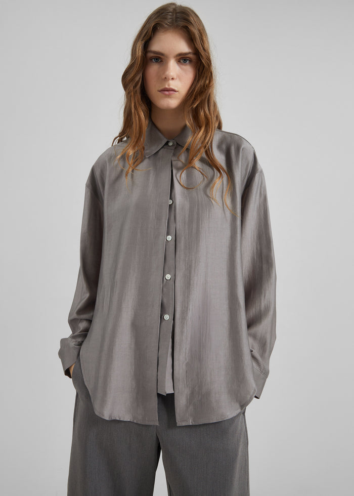 Roanne Fluid Double Shirt - Steel Grey