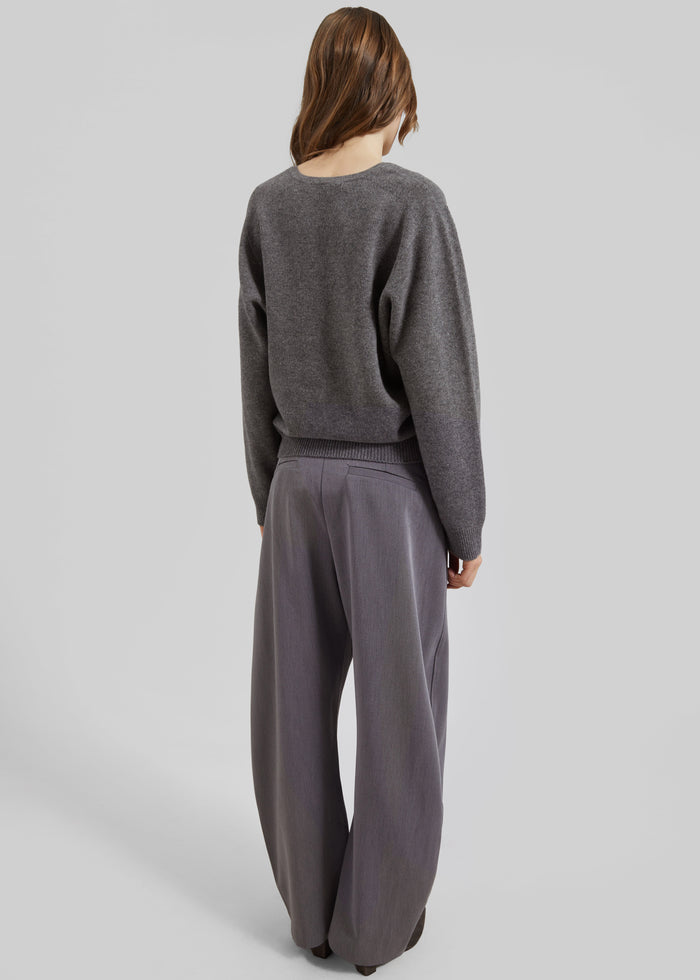 Ronse V-Neck Superfine Lambswool Sweater - Grey