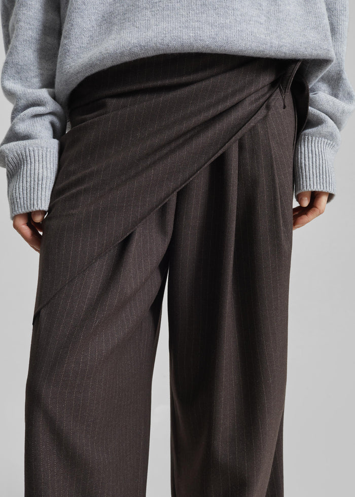 Rovigo Scarf Wrap Pants - Brown Stripe