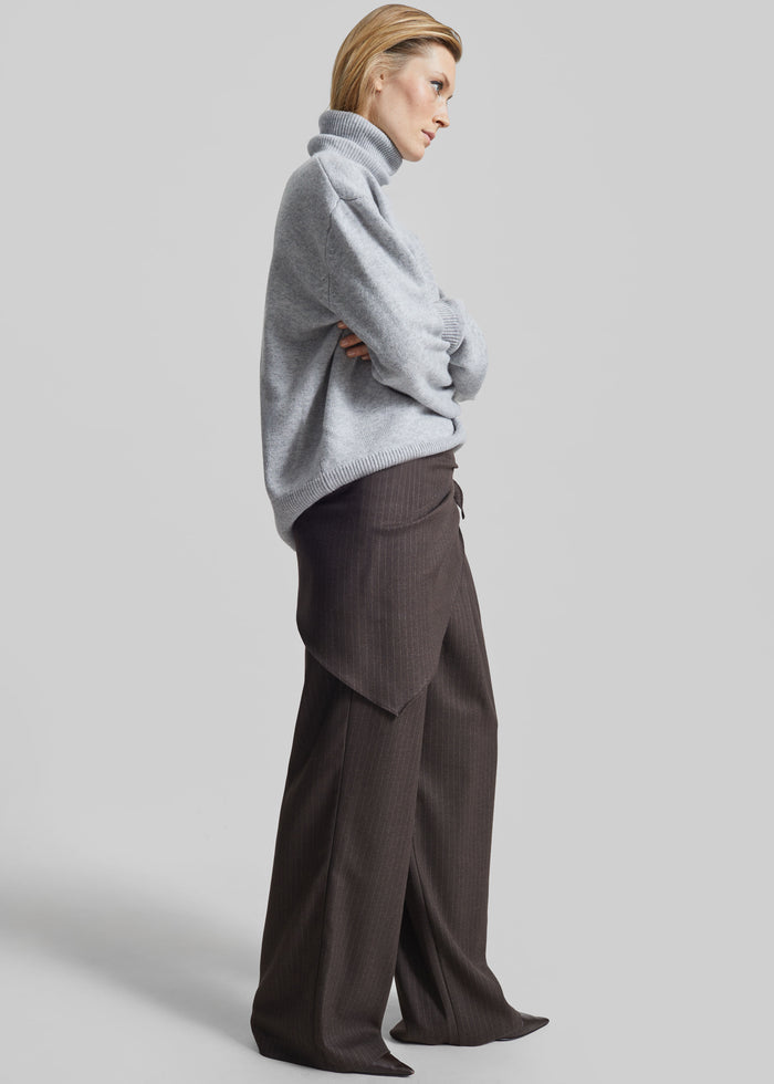 Rovigo Scarf Wrap Pants - Brown Stripe