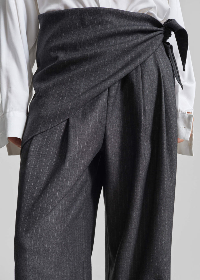 Rovigo Scarf Wrap Pants - Grey Stripe