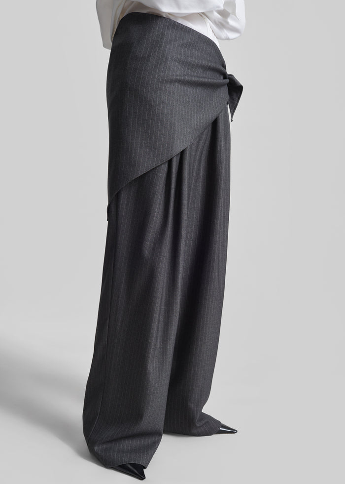 Rovigo Scarf Wrap Pants - Grey Stripe