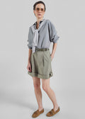 Rozane Pleated Cuff Shorts - Olive