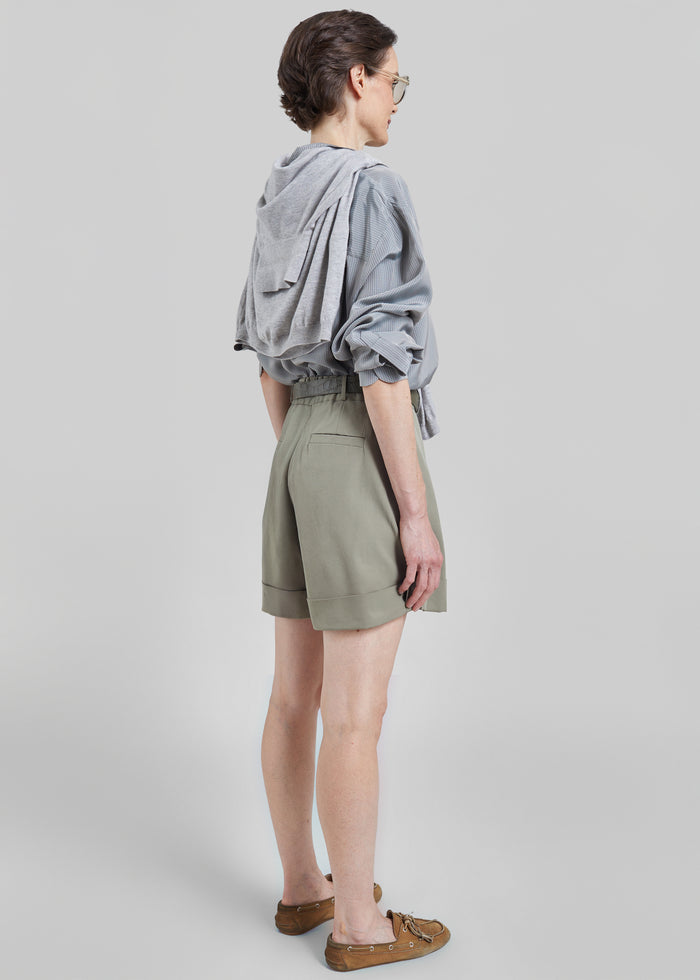 Rozane Pleated Cuff Shorts - Olive