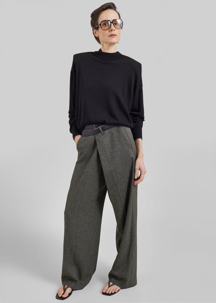 Rue Padded High Neck Sweater - Black