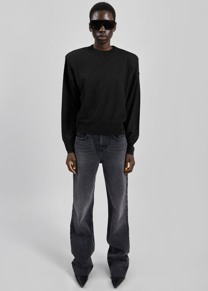 Rue Padded High Neck Sweater - Black