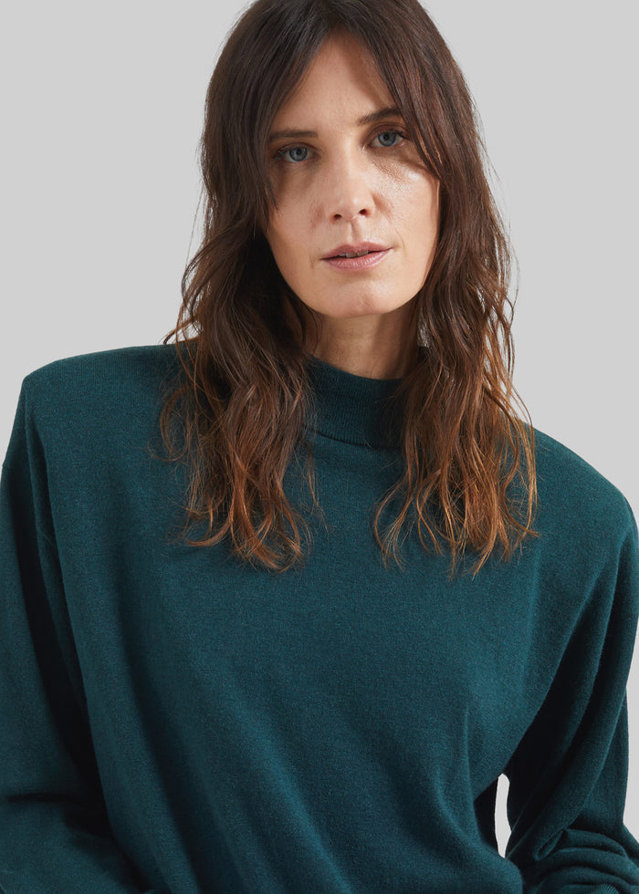 Rue Padded High Neck Sweater - Bottle Green
