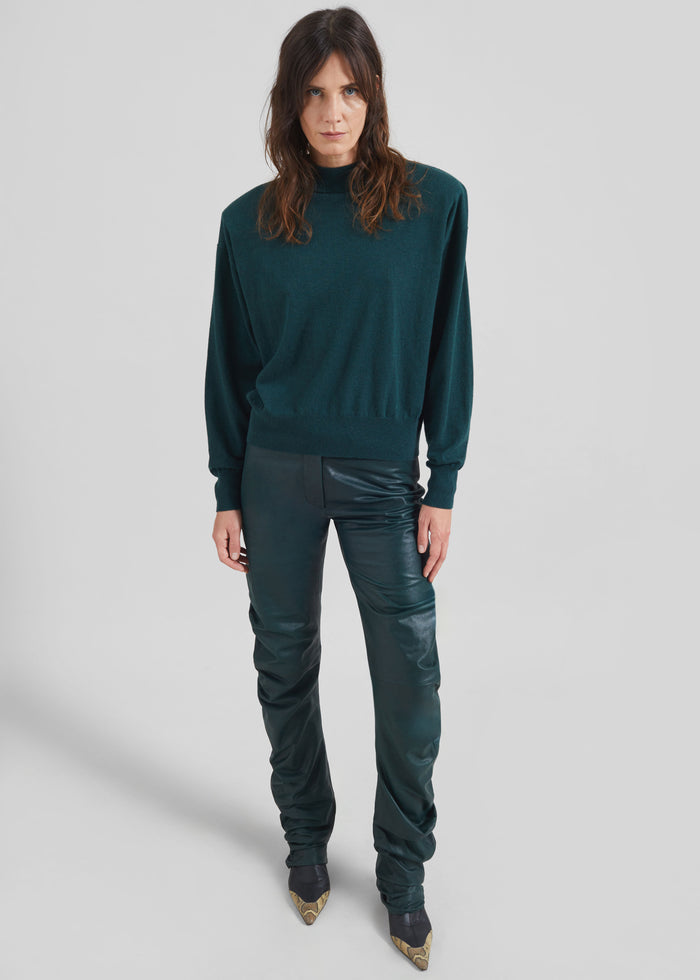 Rue Padded High Neck Sweater - Bottle Green