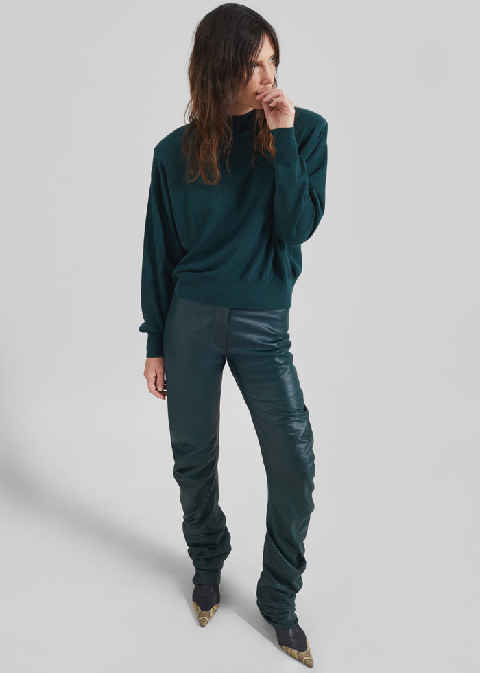 Rue Padded High Neck Sweater - Bottle Green