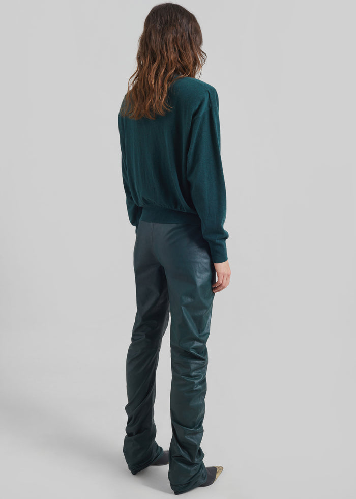 Rue Padded High Neck Sweater - Bottle Green