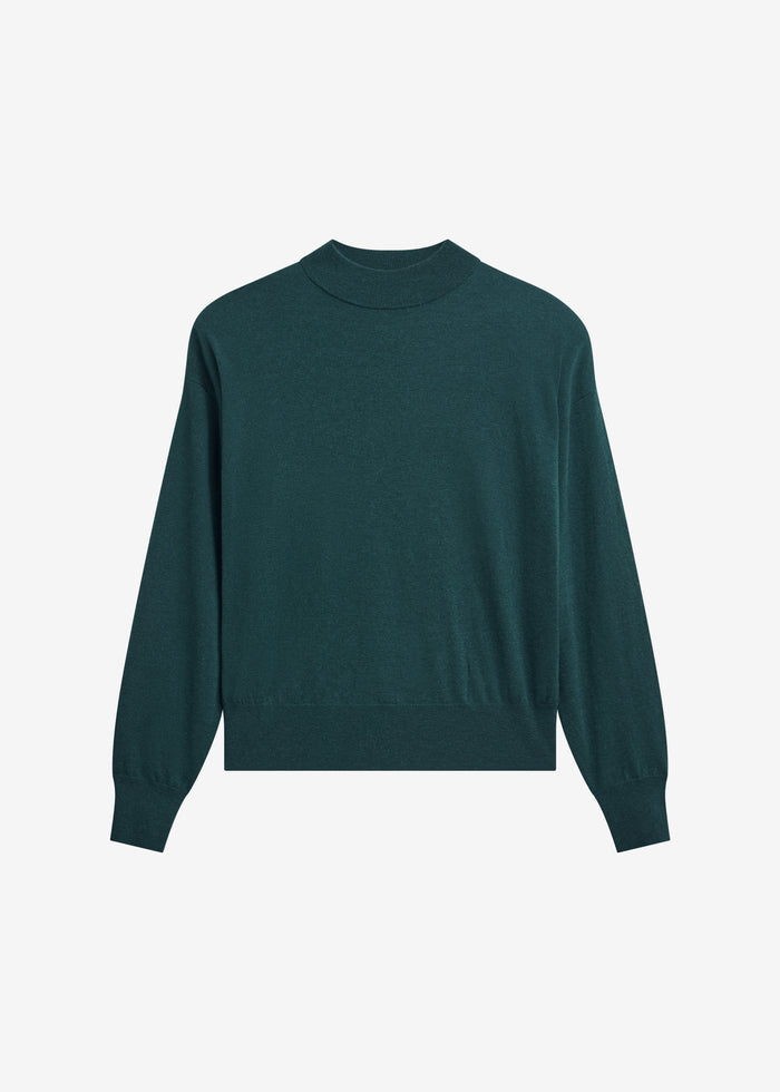 Rue Padded High Neck Sweater - Bottle Green