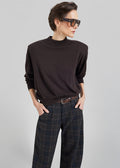 Rue Padded High Neck Sweater - Brown