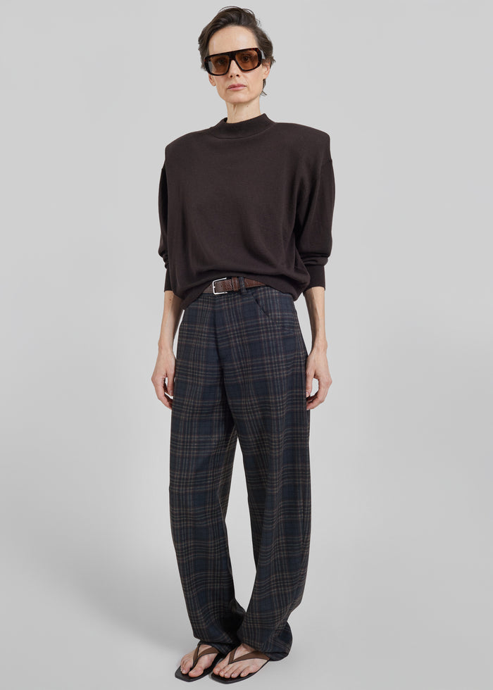 Rue Padded High Neck Sweater - Brown