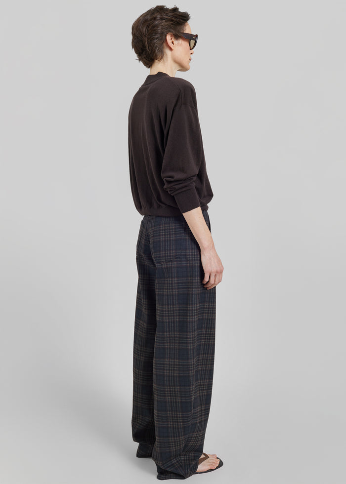 Rue Padded High Neck Sweater - Brown