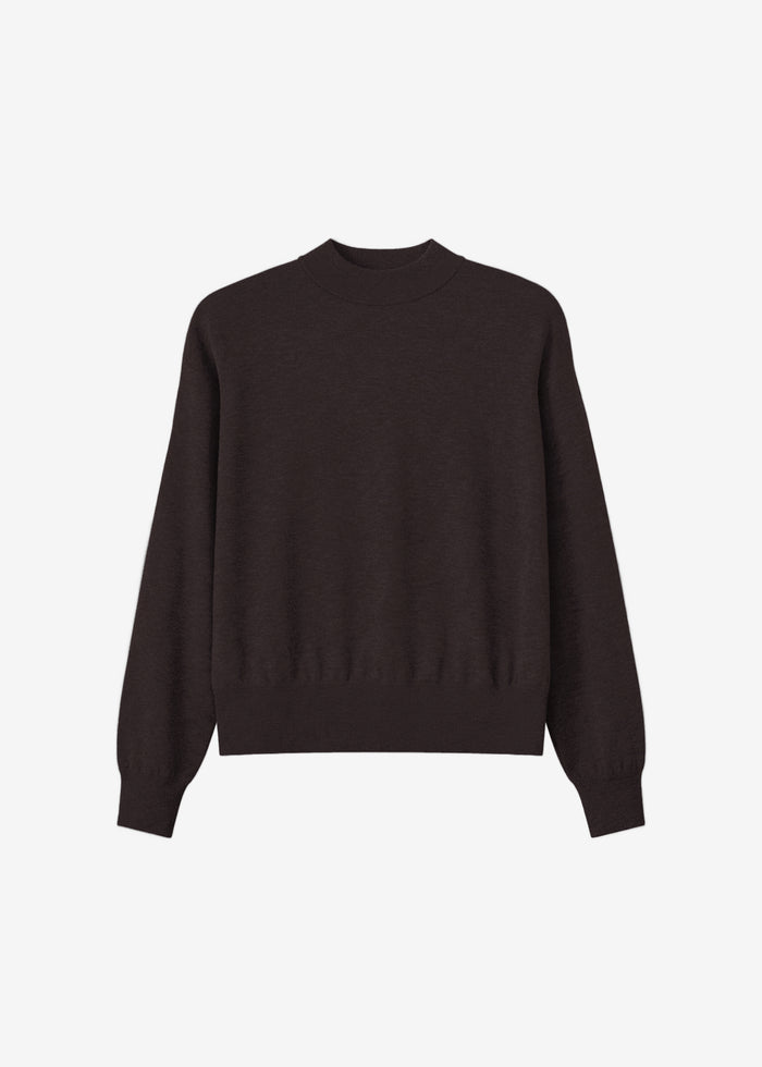 Rue Padded High Neck Sweater - Brown