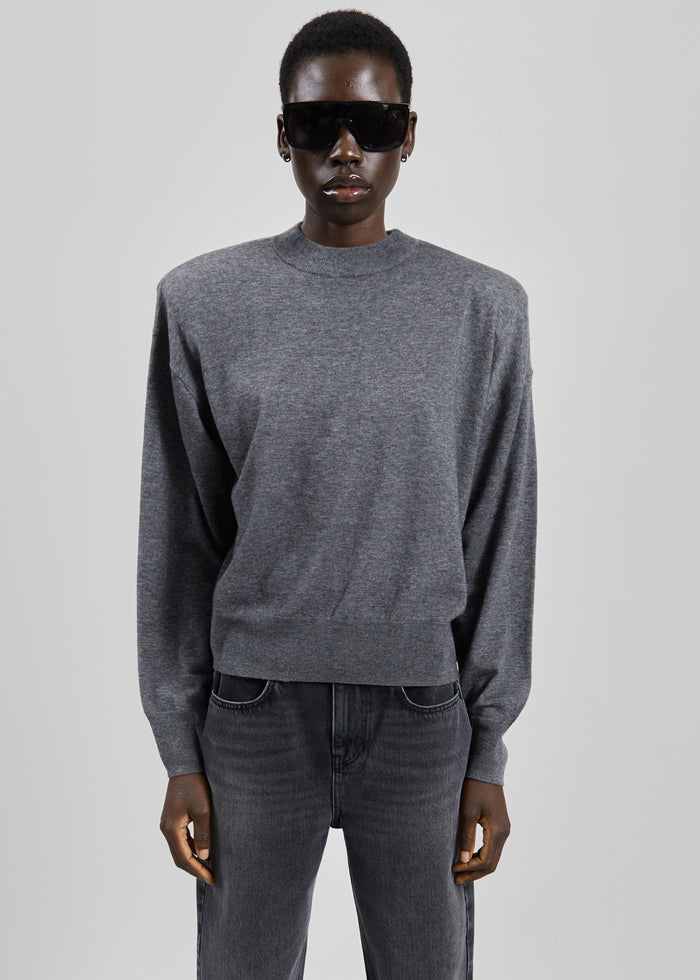 Rue Padded High Neck Sweater - Dark Grey