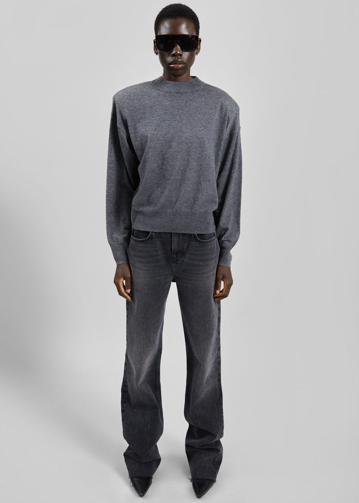 Rue Padded High Neck Sweater - Dark Grey