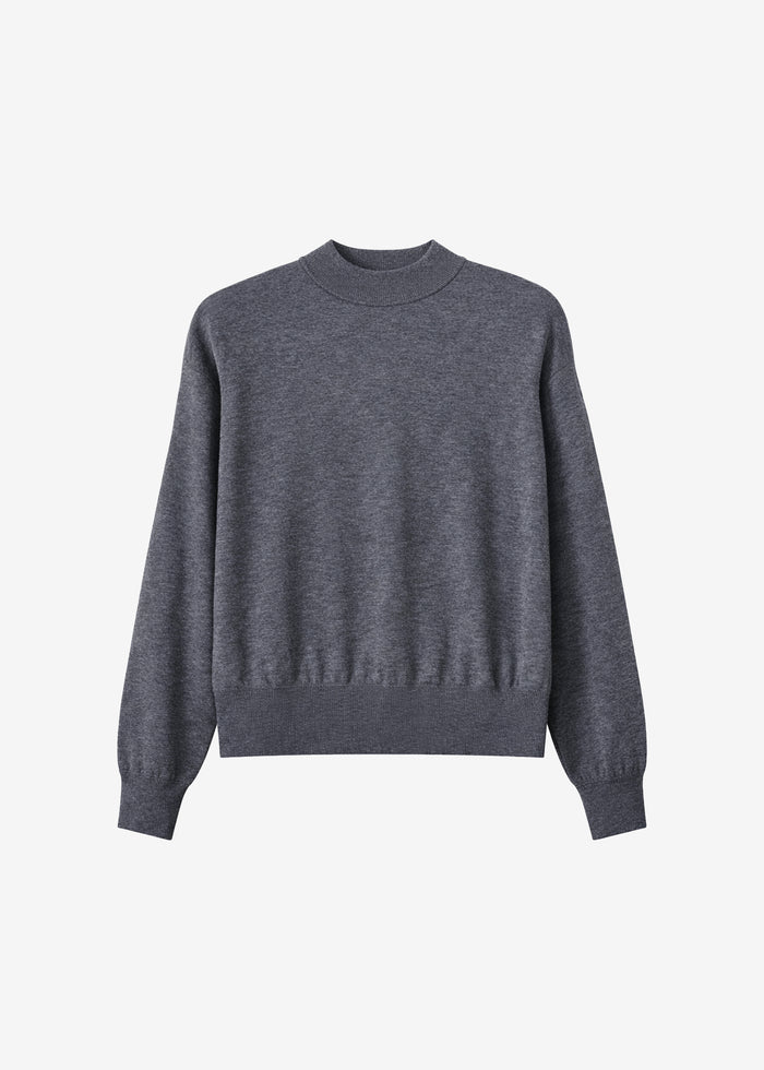 Rue Padded High Neck Sweater - Dark Grey