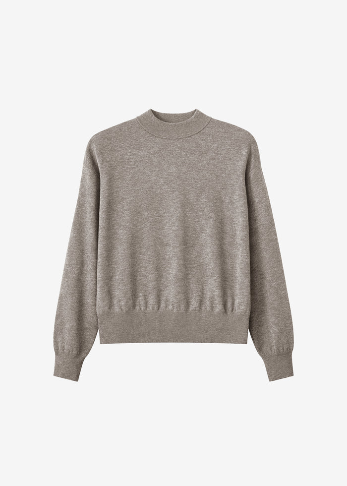 Rue Padded High Neck Sweater - Taupe Melange