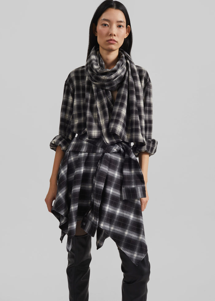 Rue Scarf Shirt - Black Plaid