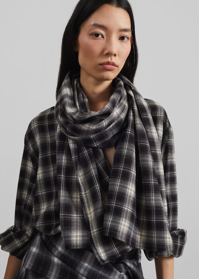 Rue Scarf Shirt - Black Plaid