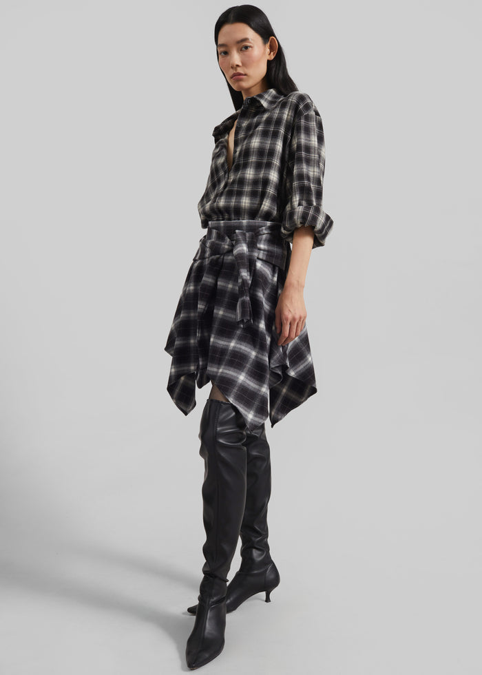 Rue Scarf Shirt - Black Plaid