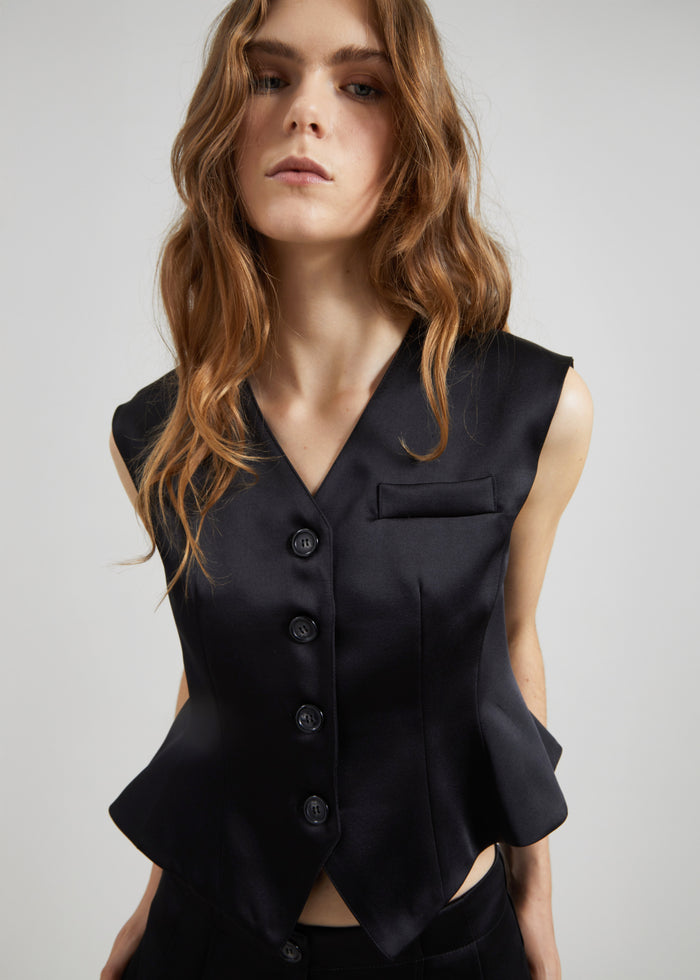 Rui Satin Vest - Black