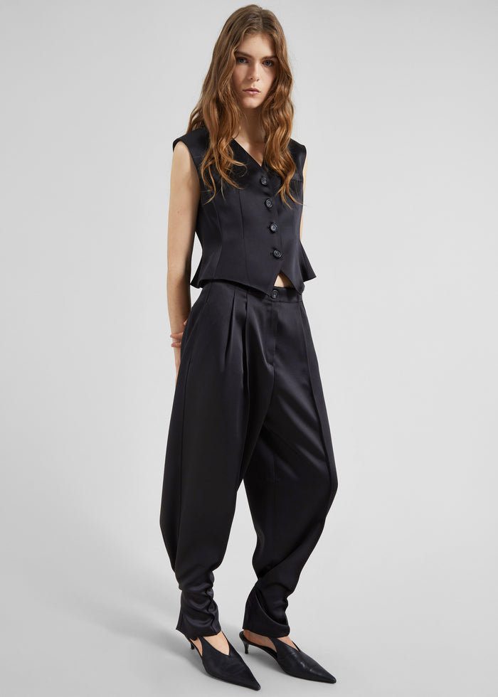 Rui Satin Vest - Black