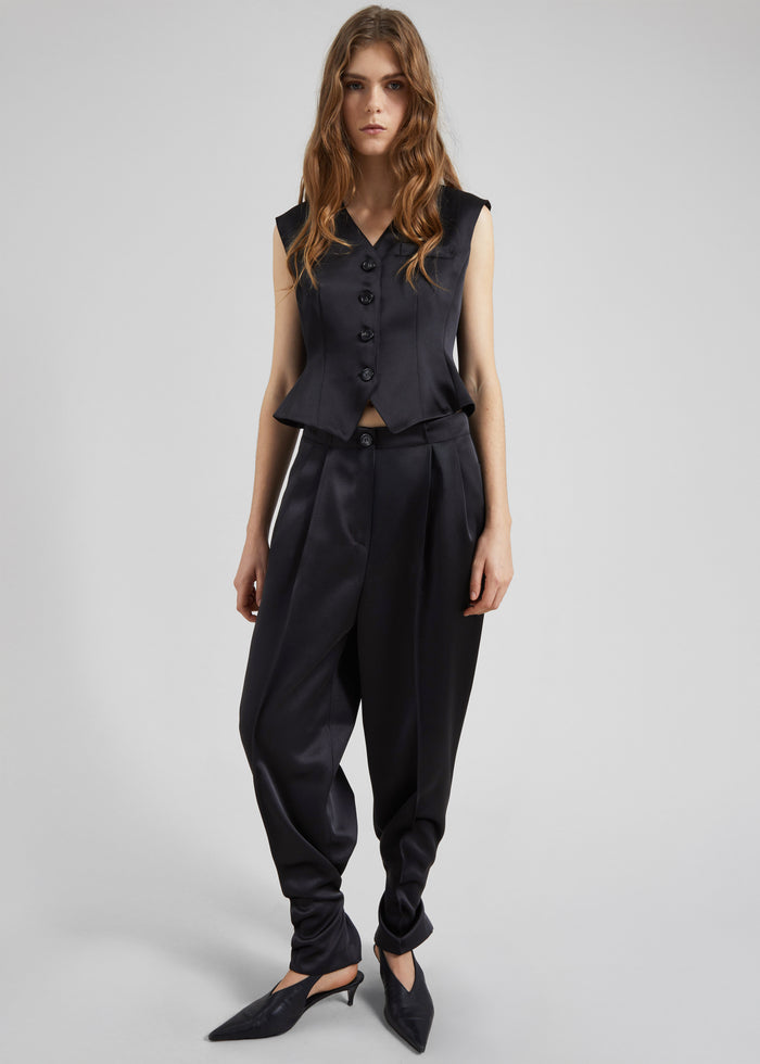 Rui Satin Vest - Black