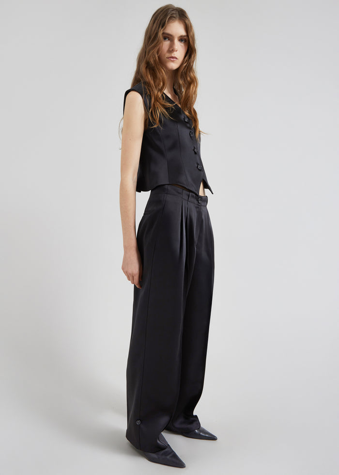 Rui Satin Vest - Black