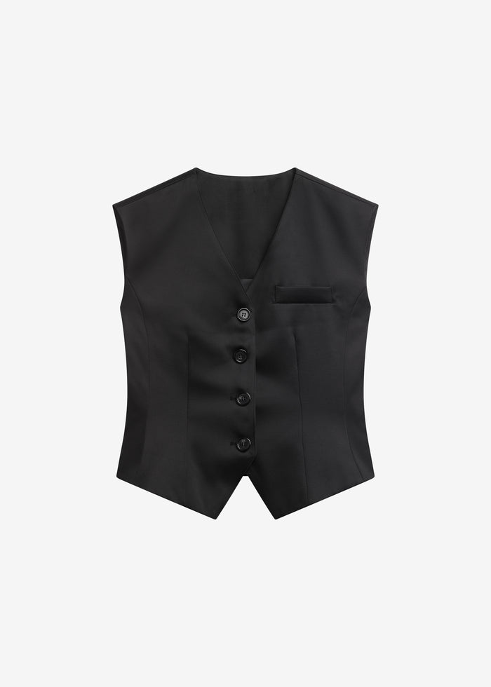 Rui Satin Vest - Black