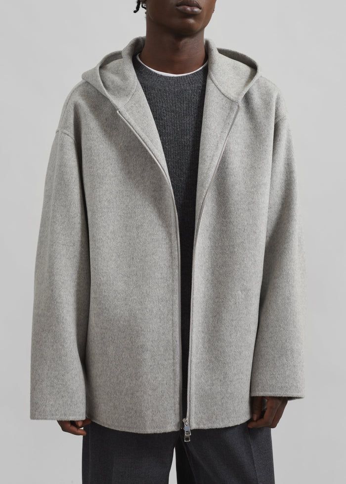 Rye Hooded Wool Jacket - Grey Melange