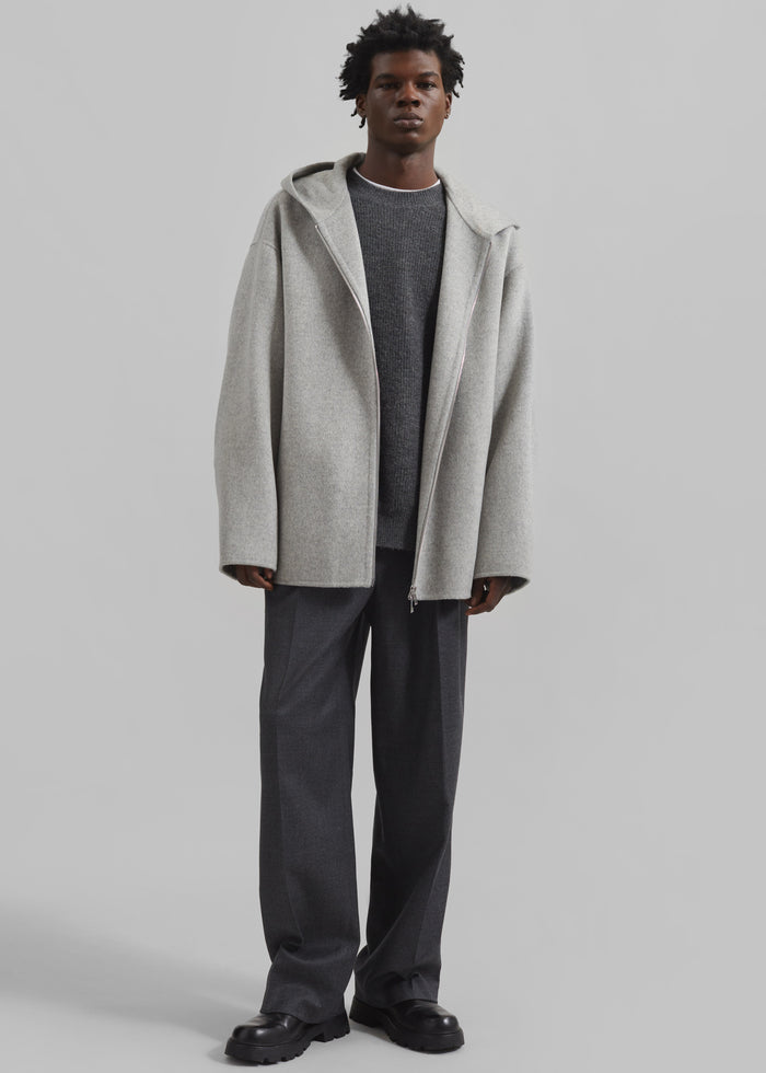 Rye Hooded Wool Jacket - Grey Melange