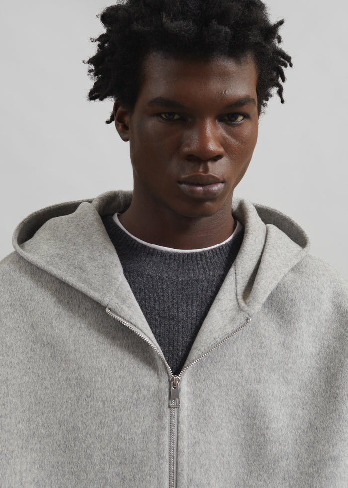 Rye Hooded Wool Jacket - Grey Melange