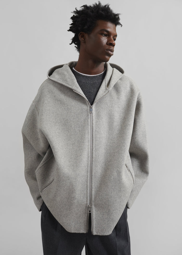 Rye Hooded Wool Jacket - Grey Melange