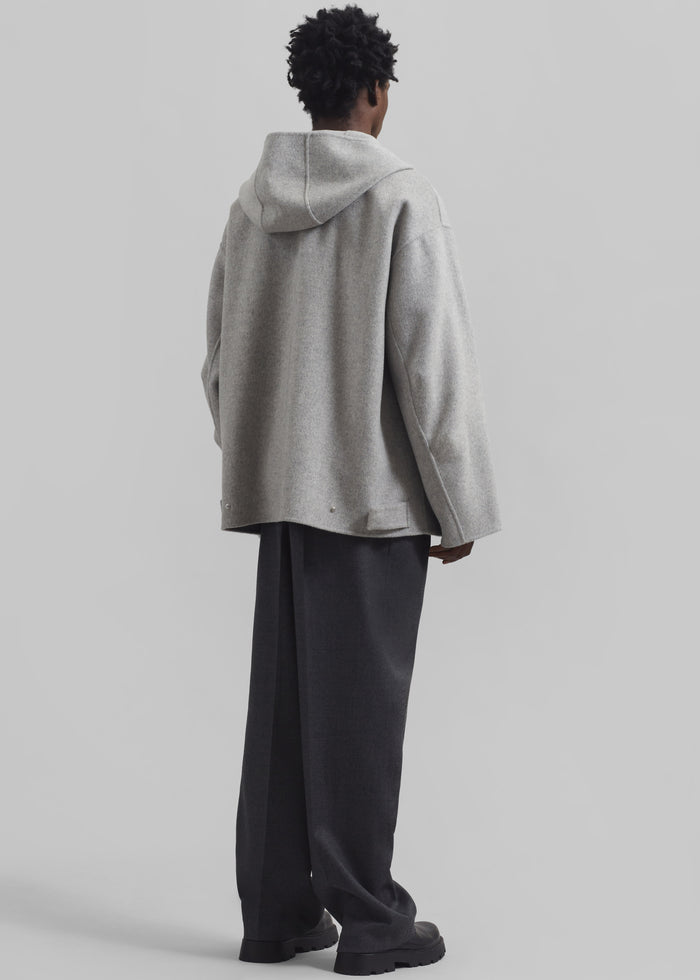 Rye Hooded Wool Jacket - Grey Melange