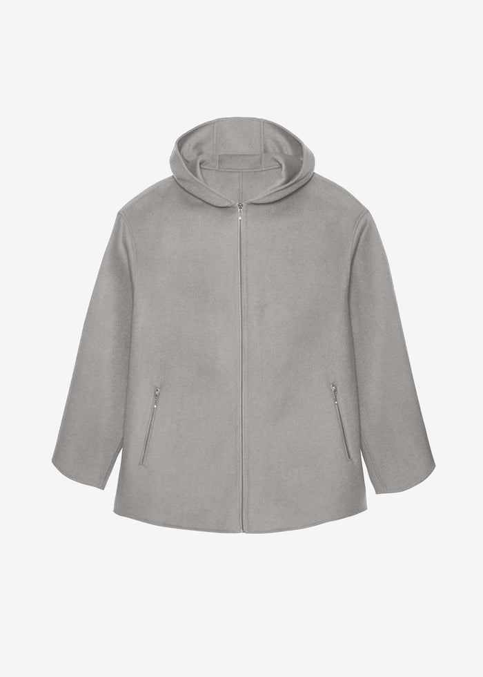 Rye Hooded Wool Jacket - Grey Melange