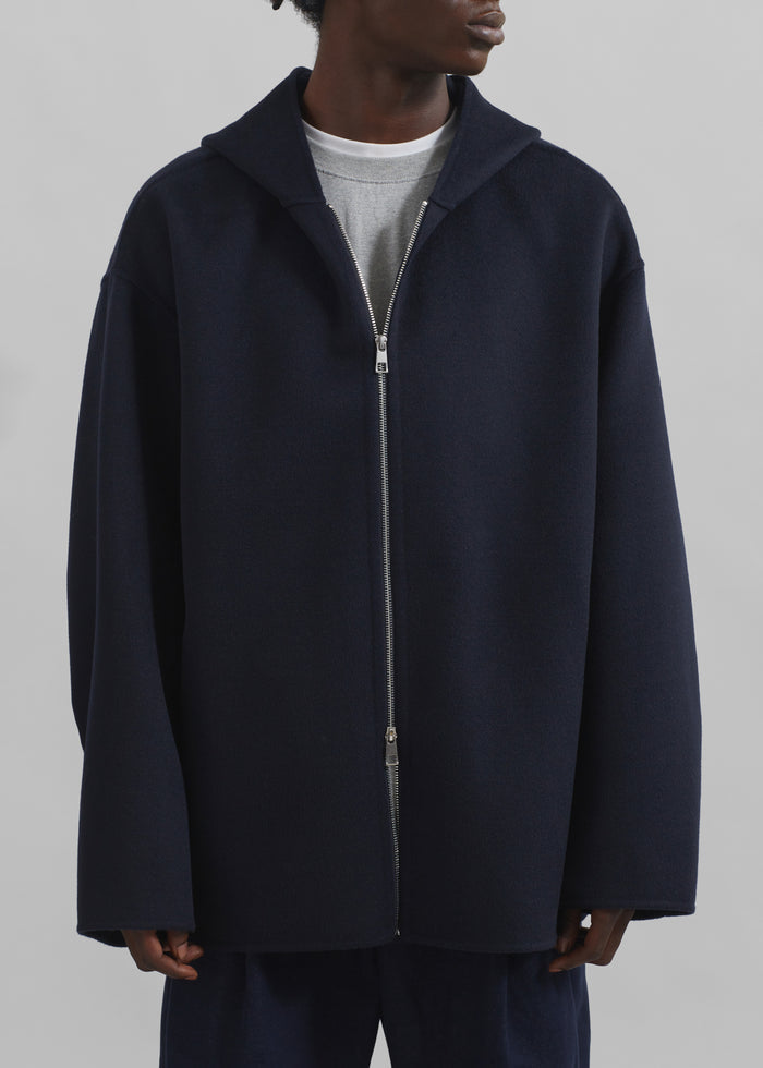 Rye Hooded Wool Jacket - Navy