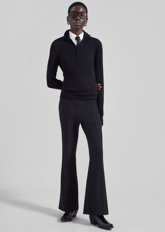Sade Knit Zip Sweater - Black