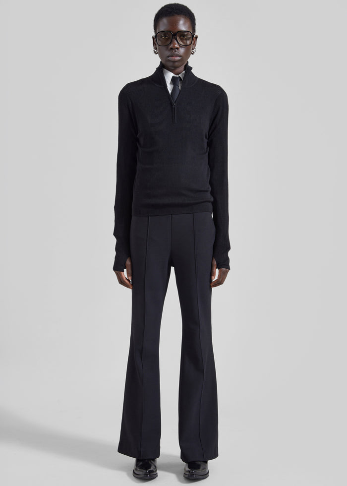 Sade Knit Zip Sweater - Black