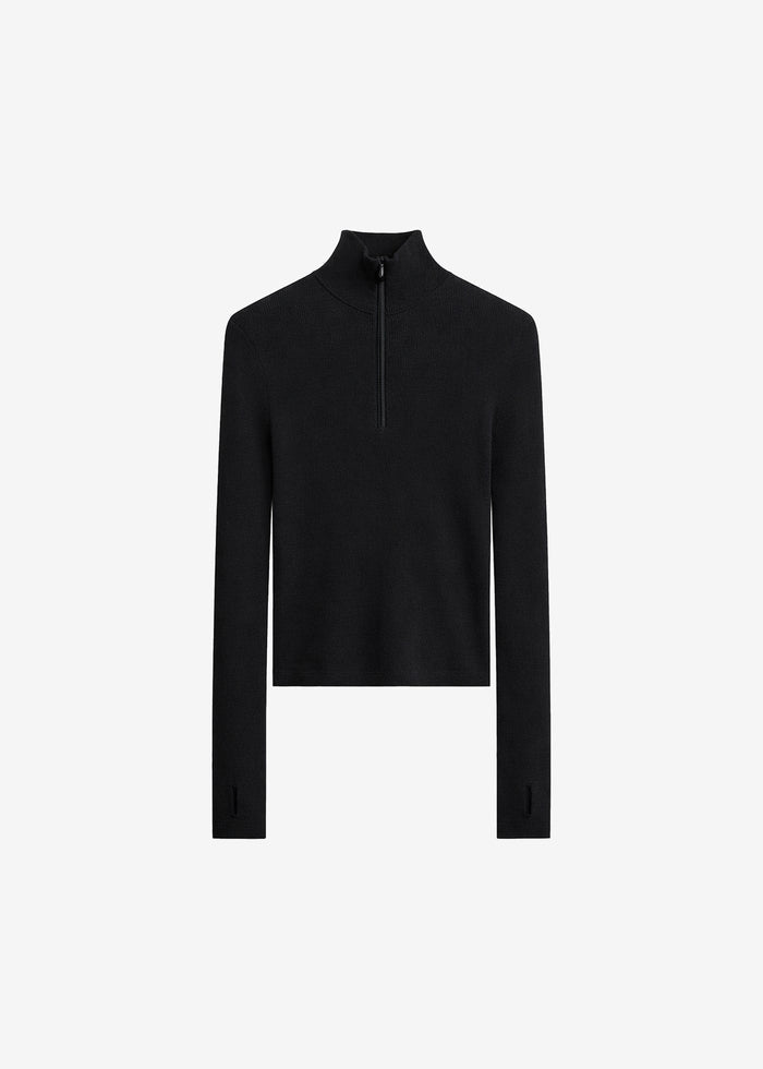 Sade Knit Zip Sweater - Black