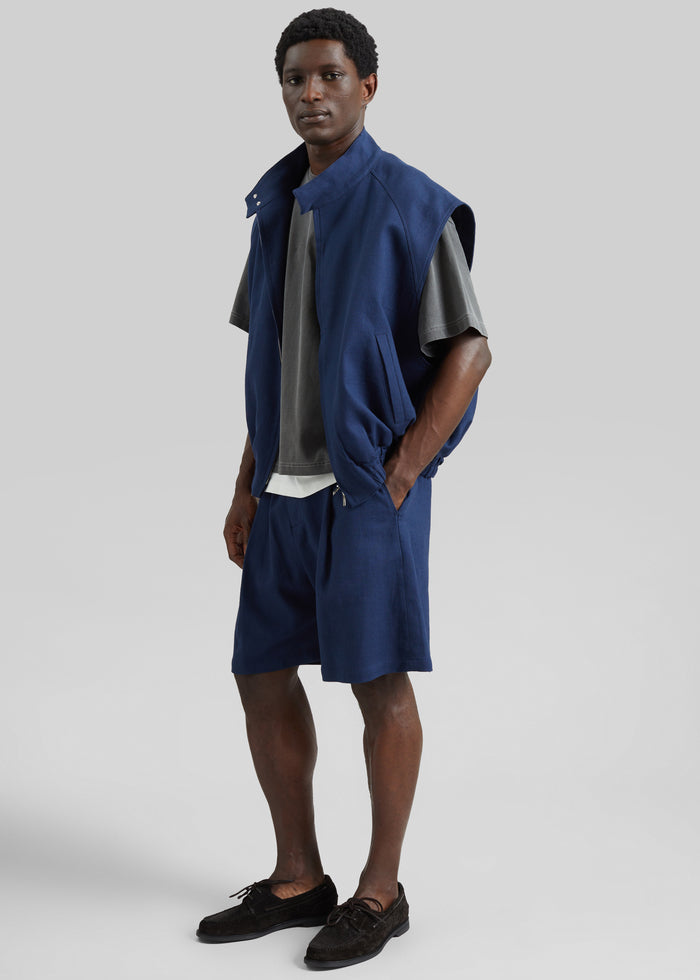 Sagres Linen Bermuda Shorts - Navy