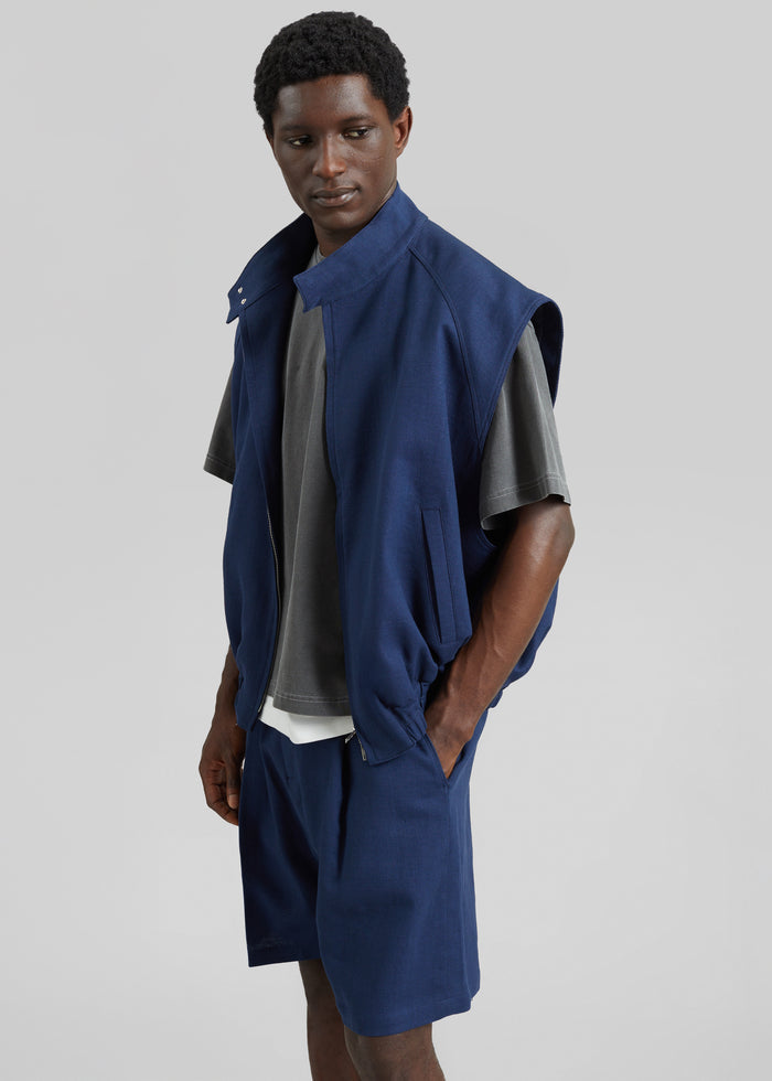 Sagres Linen Bermuda Shorts - Navy