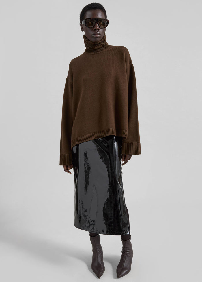 Samantha Patent Zip Skirt - Black