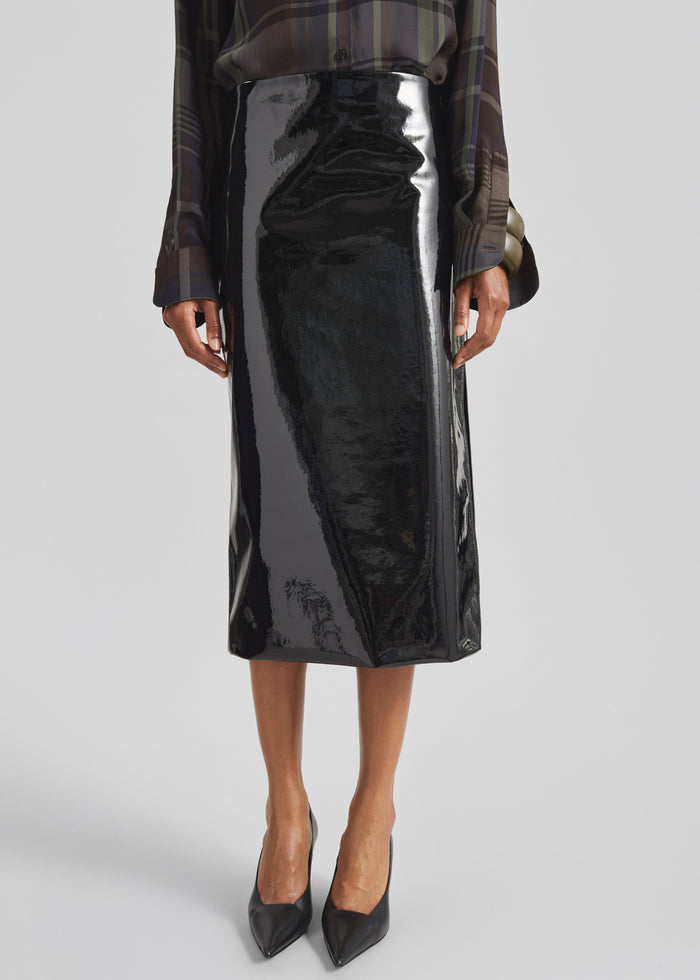 Samantha Patent Zip Skirt - Black