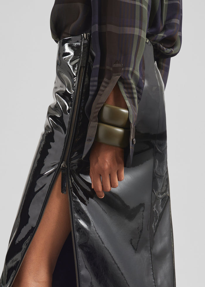 Samantha Patent Zip Skirt - Black