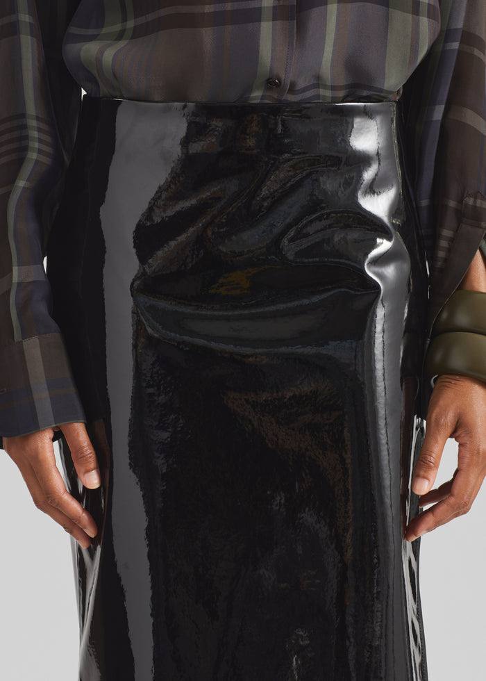 Samantha Patent Zip Skirt - Black