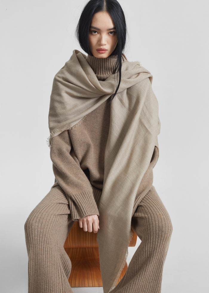 Sanova Cashmere Twill Scarf - Taupe