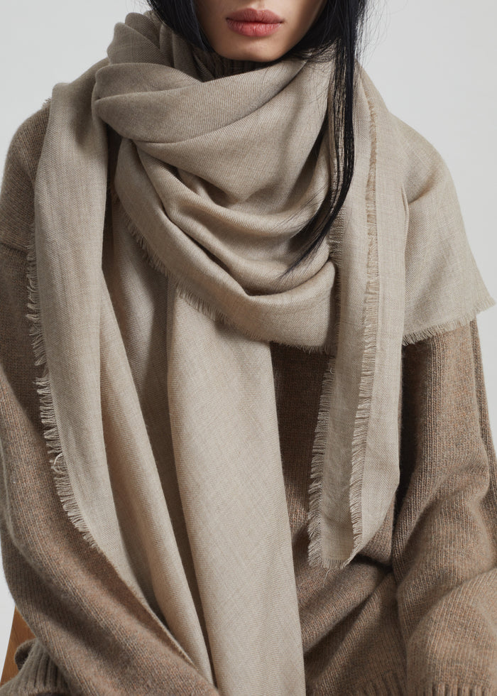 Sanova Cashmere Twill Scarf - Taupe
